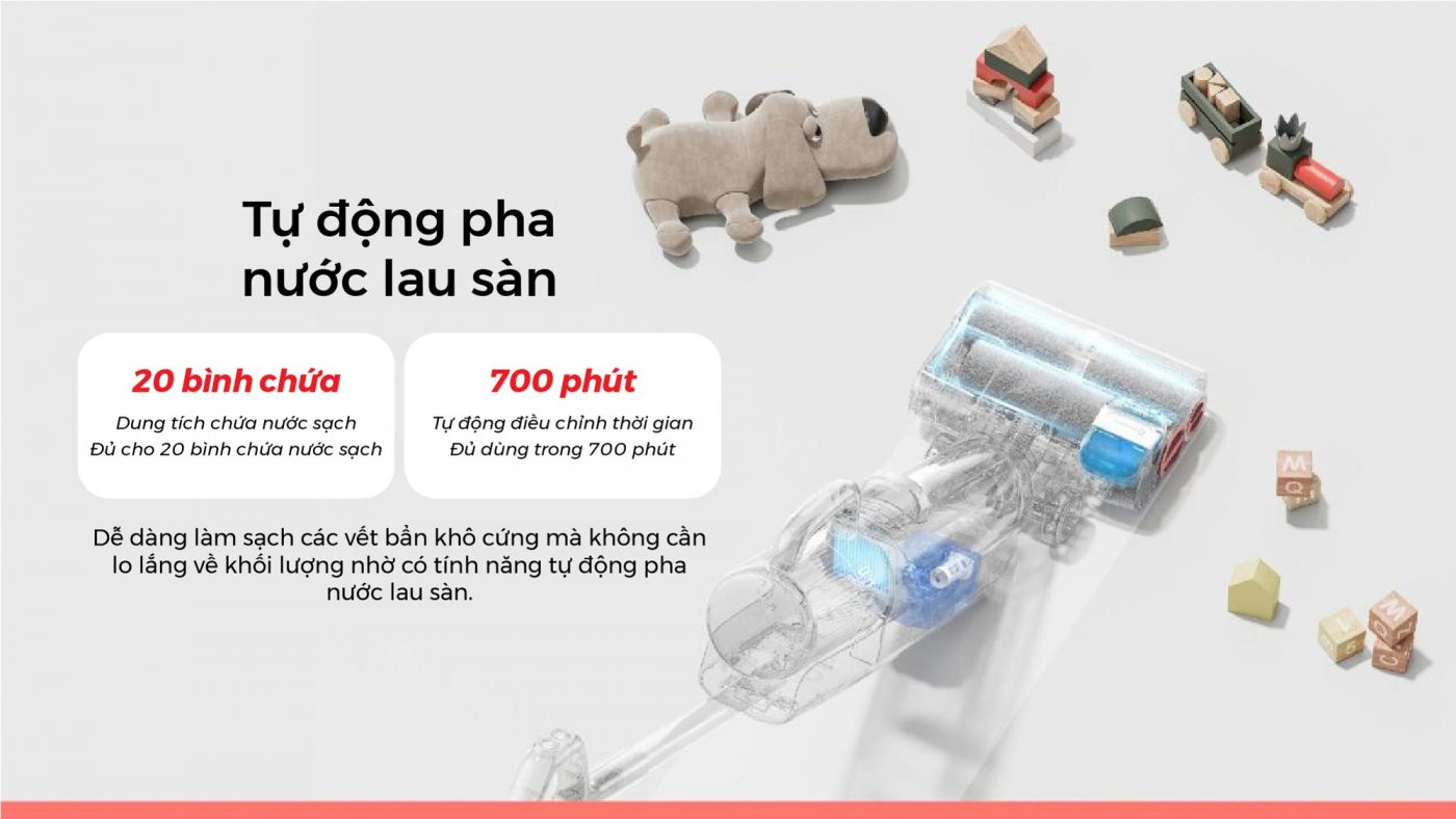 Tự động pha nước lau sàn