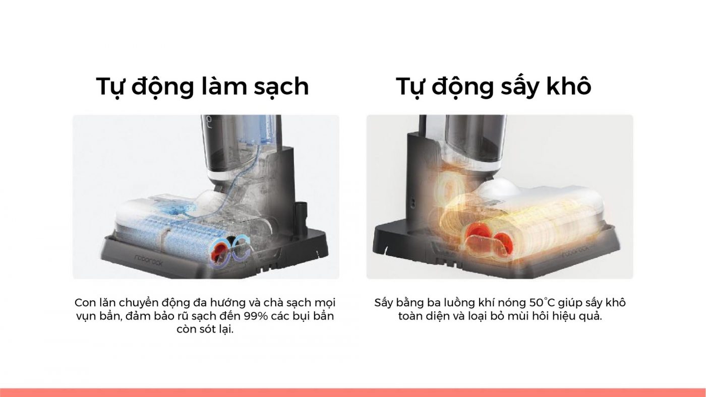 Tự động làm sạch và sấy khô con lăn