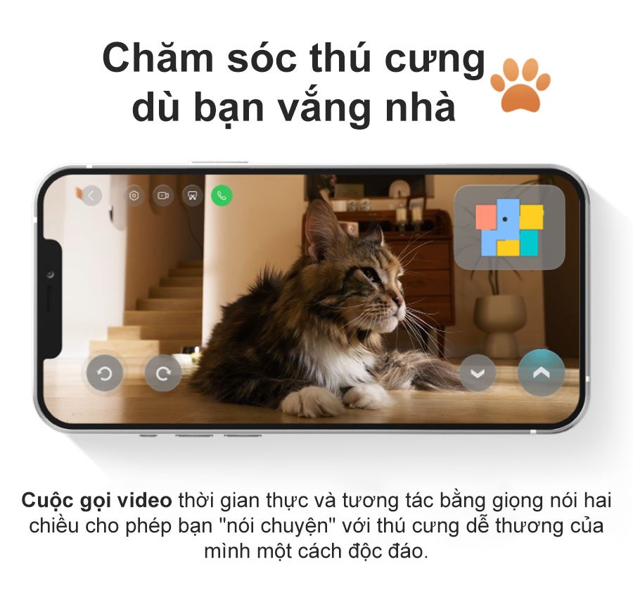 Theo dõi thú cưng thông qua camera đàm thoại hai chiều