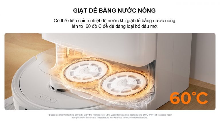Giặt giẻ lau bằng nước nóng 60°C