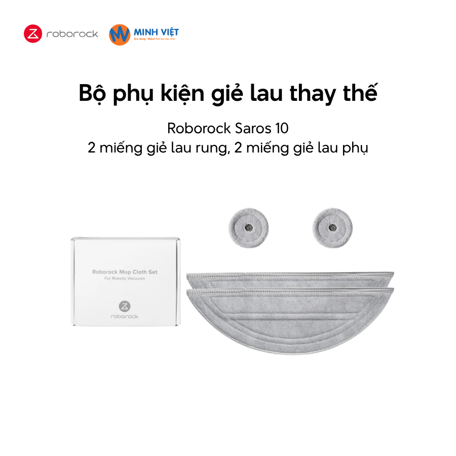 Bộ phụ kiện giẻ lau thay thế robot Roborock Saros 10 - Chính Hãng