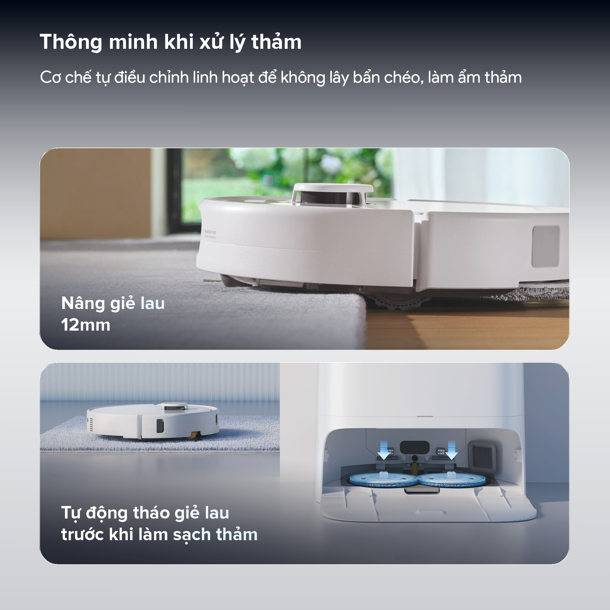 Roborock Qrevo 2 Pro xử lý thảm chuyên biệt