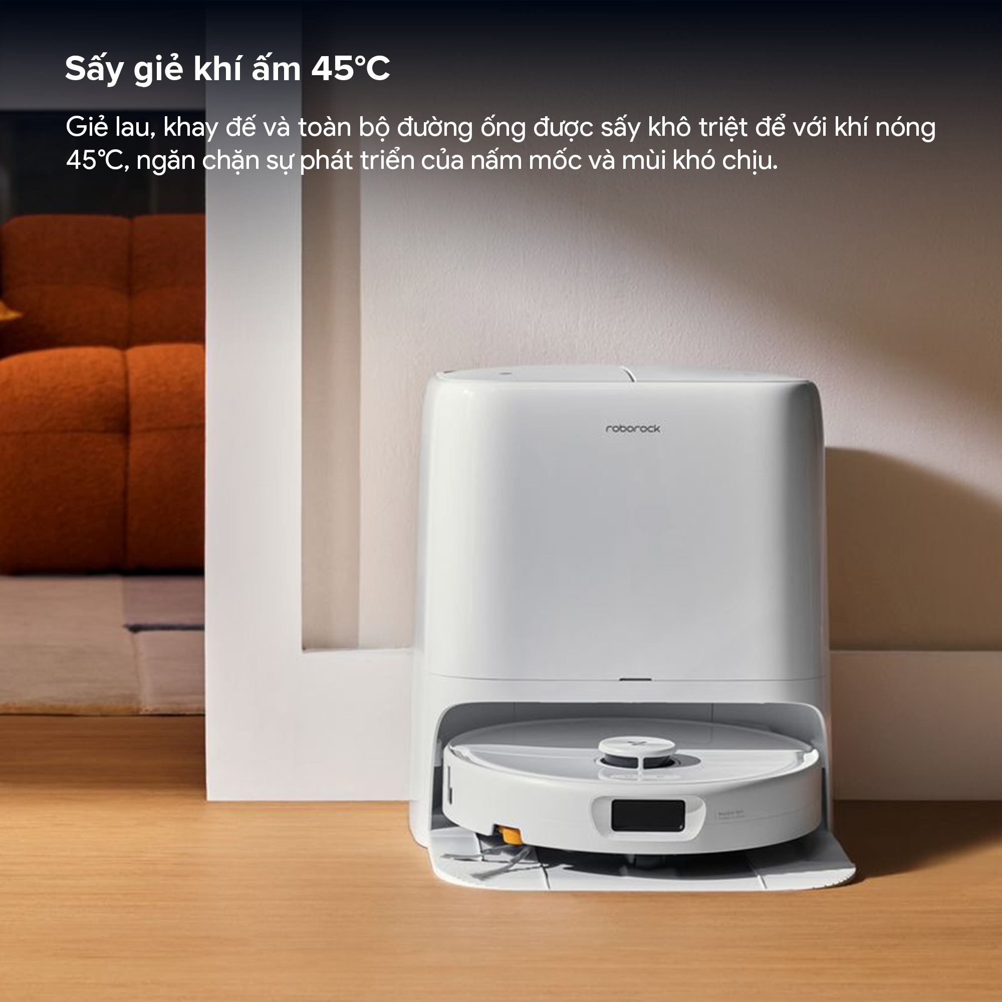 Roborock Qrevo 2 Pro sấy giẻ khí ấm 45 độ C